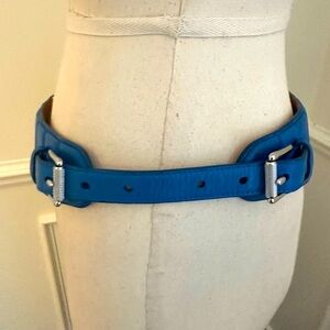 Ralph Lauren Purple Label Blue Belt with Silver Buckles